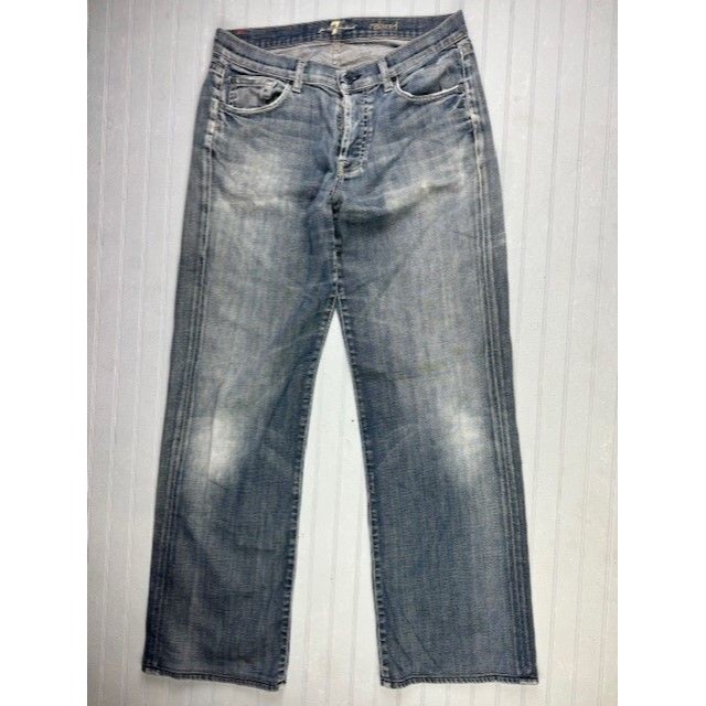 7 For All Mankind Size 30x31.5 Mens Jeans Relaxed Button Fly Stretch Med Wash